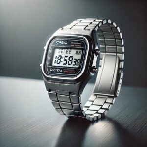 “Casio A-158WA-1Q Vintage Watch: Retro Stainless Steel Digital Design”