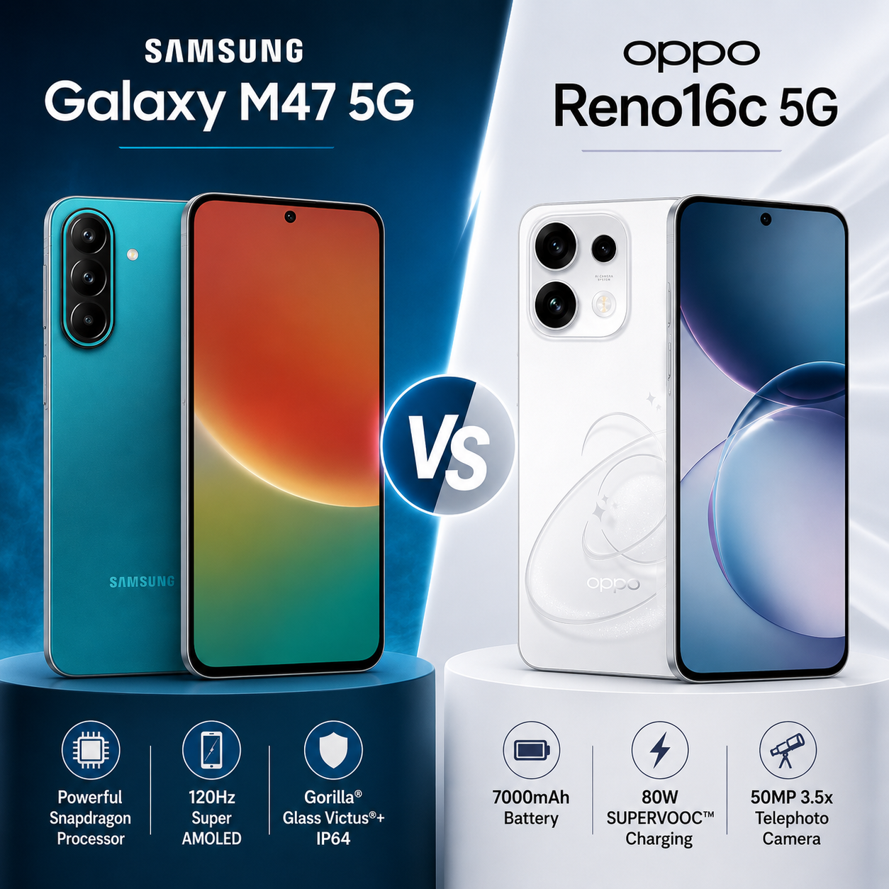 Samsung Galaxy M47 5G vs OPPO Reno16c 5G: Which Smartphone Should You Buy | 2026