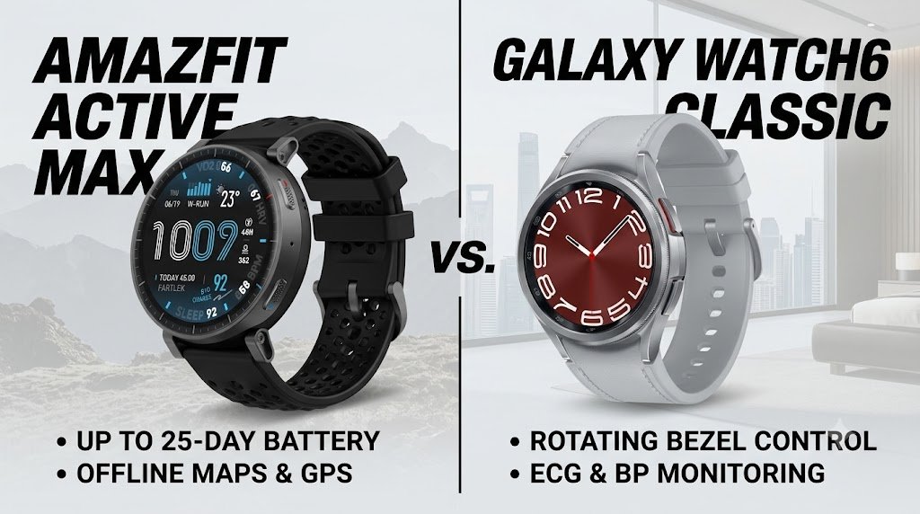 Amazfit Active Max vs. Samsung Galaxy Watch6 Classic